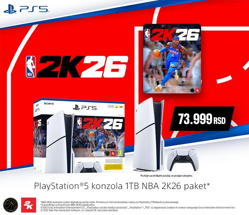 Konzola PlayStation 5 - 1TB Slim + PS5 NBA 2K26